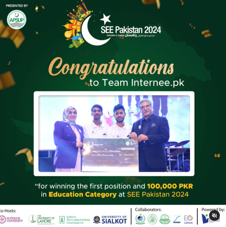 Internee.pk Wins First Place at SEE Pakistan 2024! 🏆